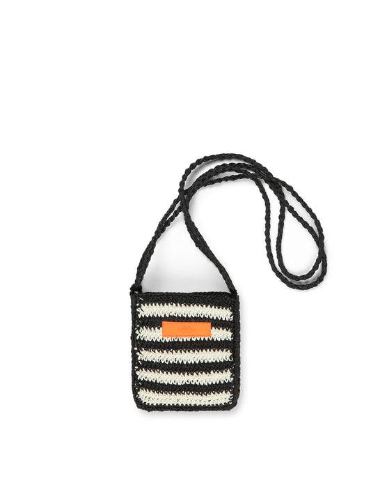 Paper Straw Milan Bag, Black/White