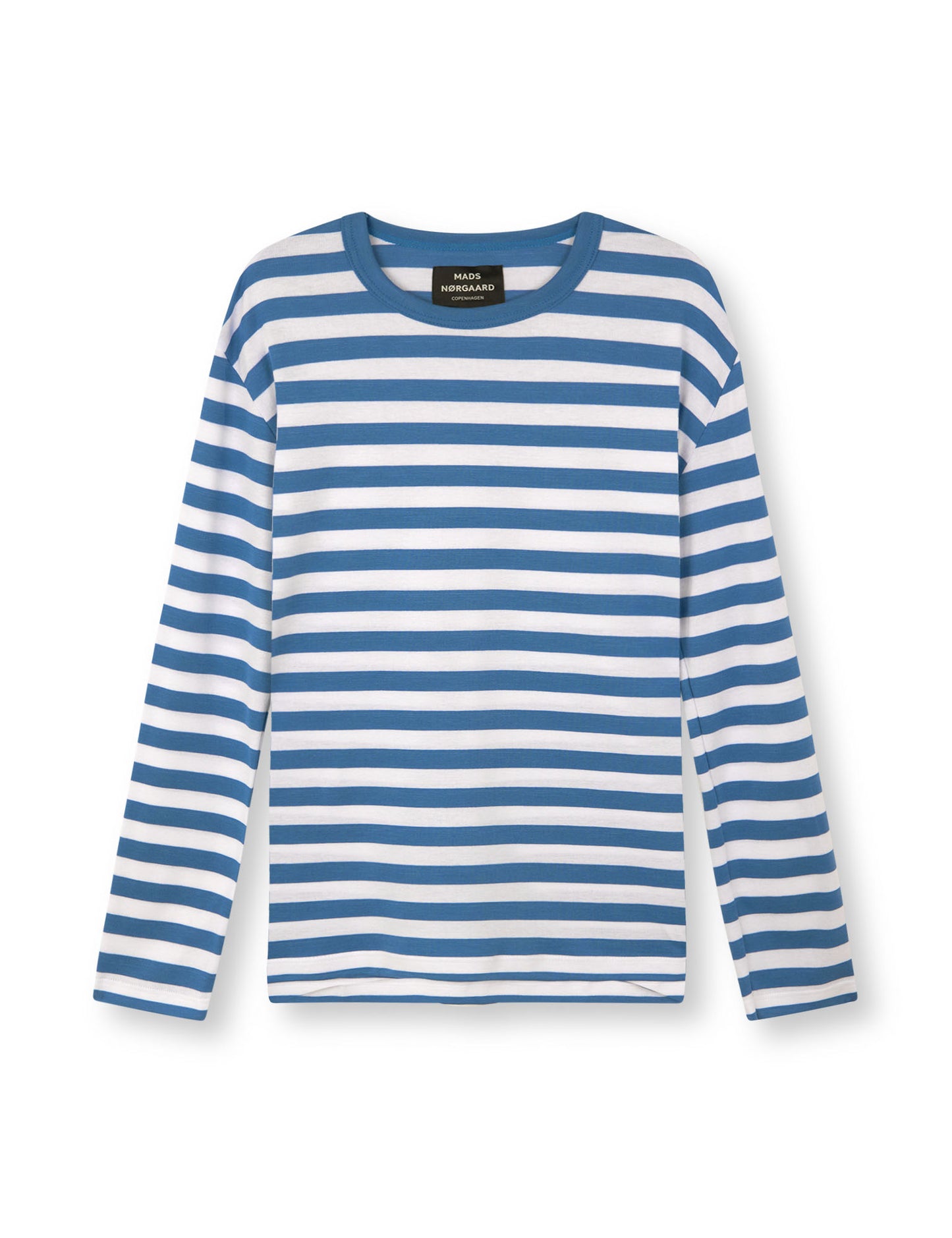 Midi Rib Tobias Tee LS, Captain`s Blue/White