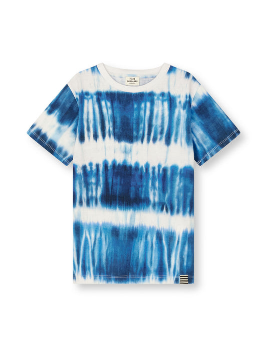 Printed Organic Thorlino Tee, Tie Dye Stripe AOP Merthyl Blu