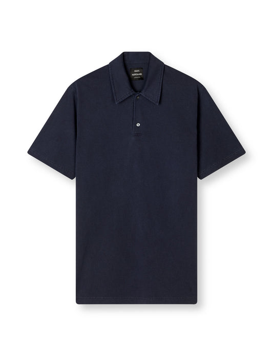 Cotton Jersey Pigment Dye Polo Shirt, Deep Well