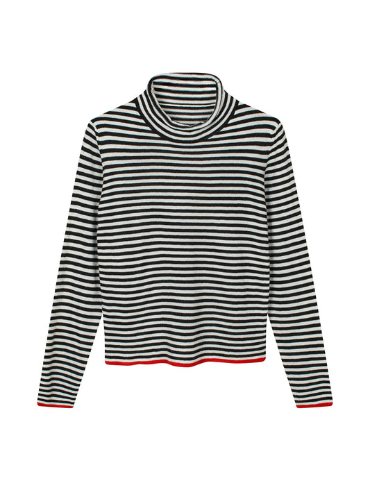 One Stripe Elsa Knit, Black/Ecru