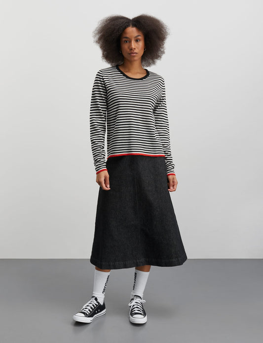 One Stripe Ellis Knit, Black/Ecru