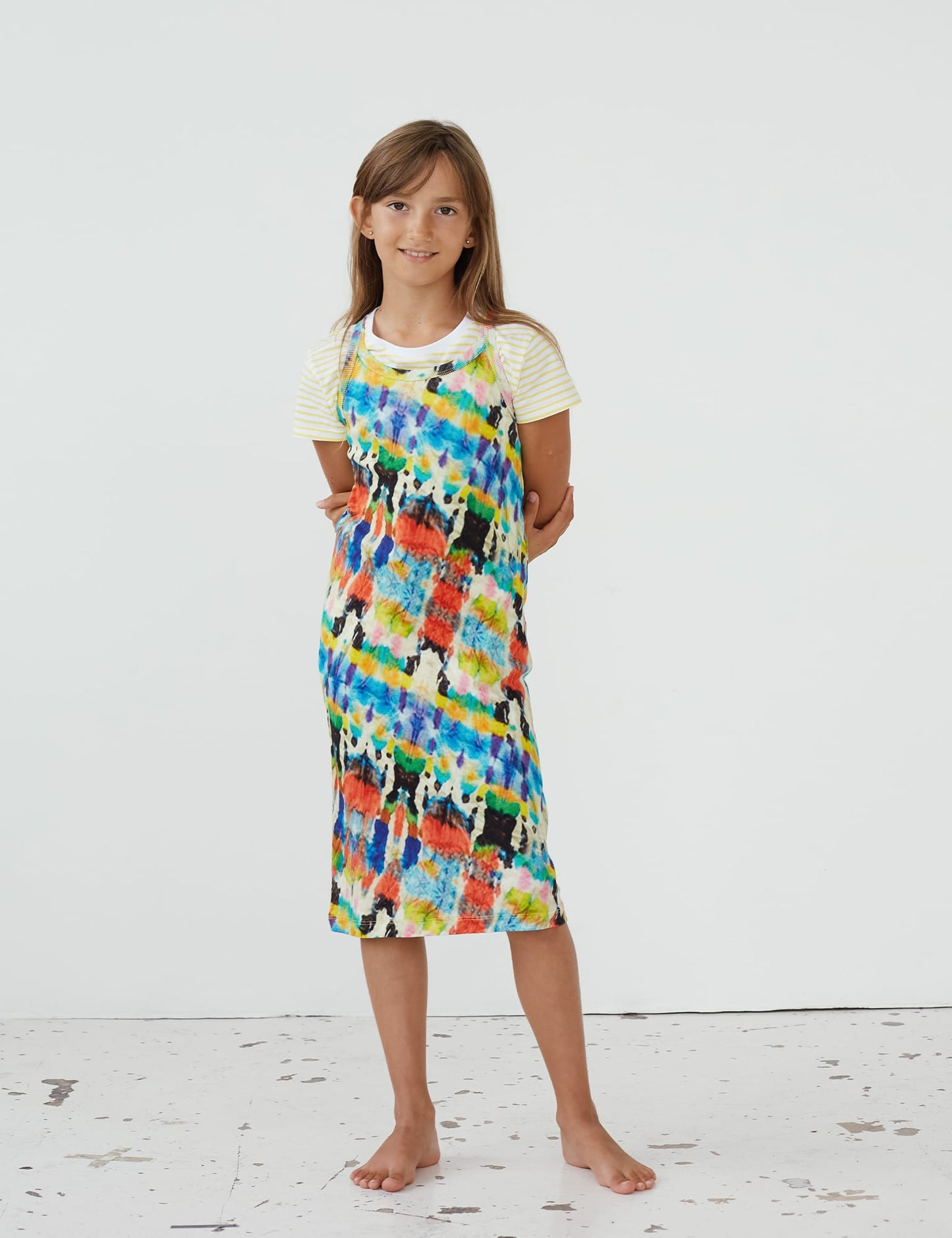 2x2 Cotton AOP Carna Dress, Blur Fleur AOP/Lemon Zest