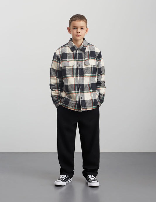 Flannel Teddy Seth Shirt, Black Check