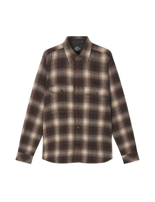 Soft Wool Noah Check Shirt, Desert Palm Check