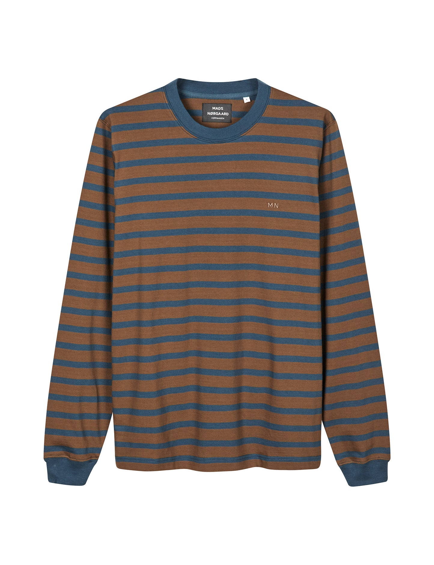 Cotton Jersey Stripe Frode Tee LS, Midnight Navy/Desert Palm