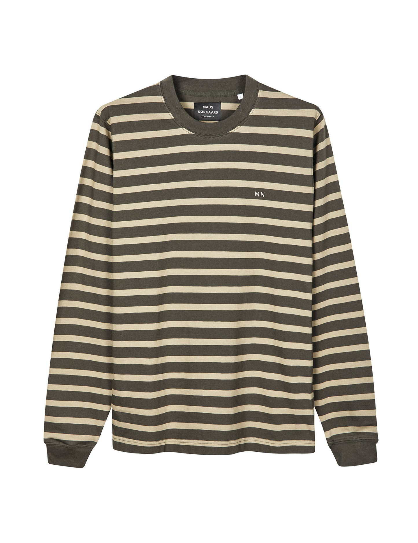 Cotton Jersey Stripe Frode Tee LS, Silver Sage/Beluga