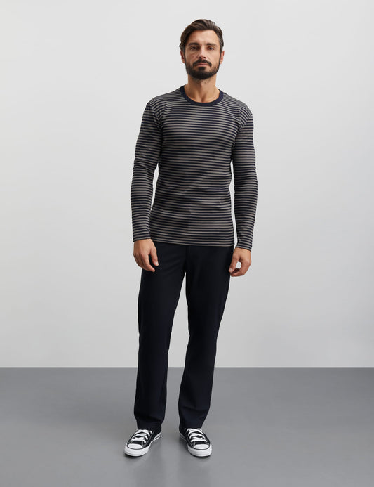 Duo Rib Tobias Tee LS, Charcoal Gray/Deep Well