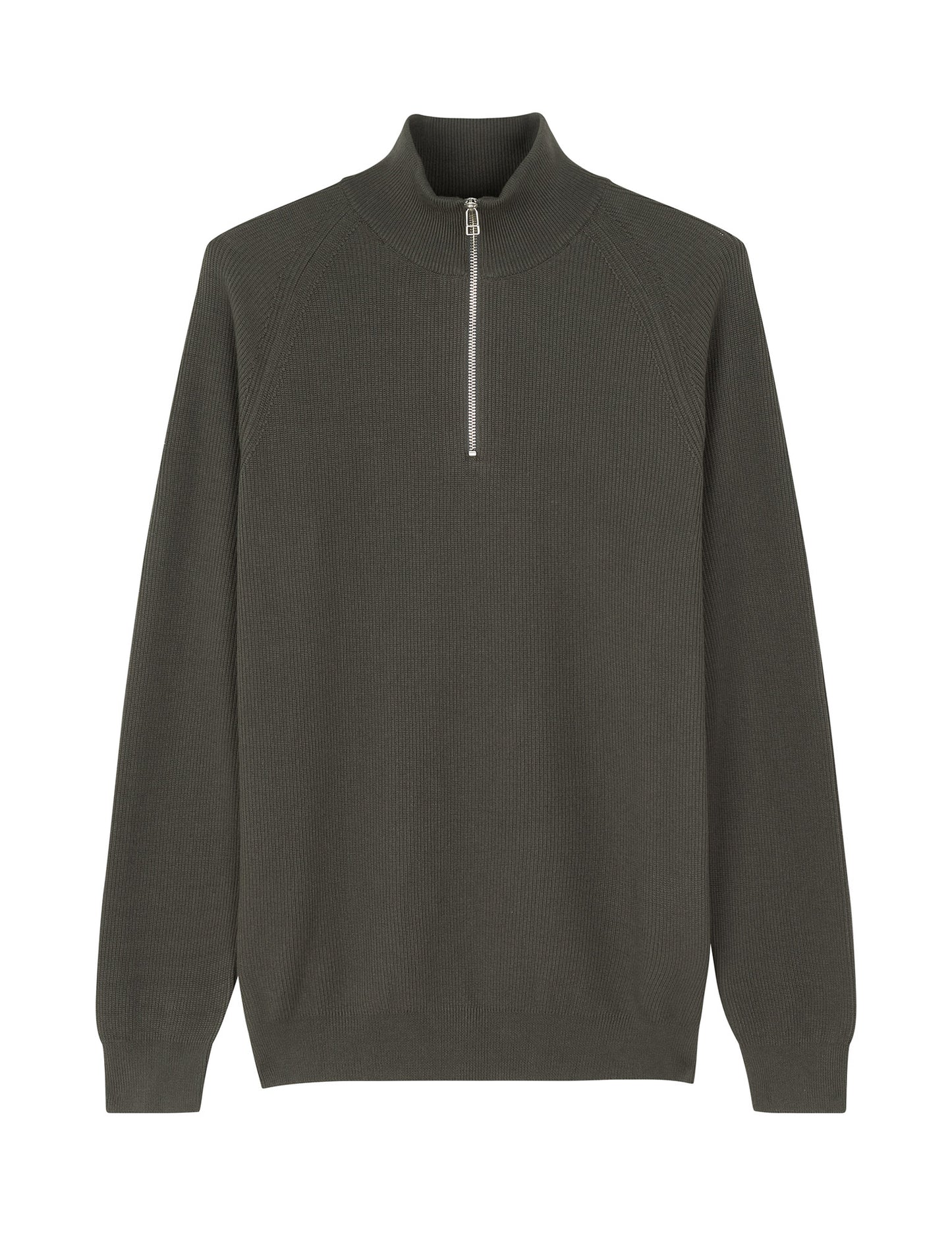 Tight Cotton Rune Half Zip Knit, Beluga