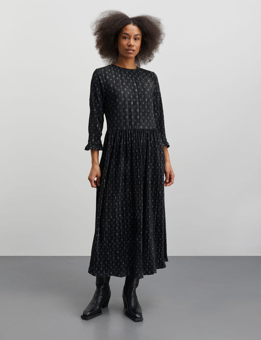 Luno Donny Dress AOP, Scribble Dot AOP/Black