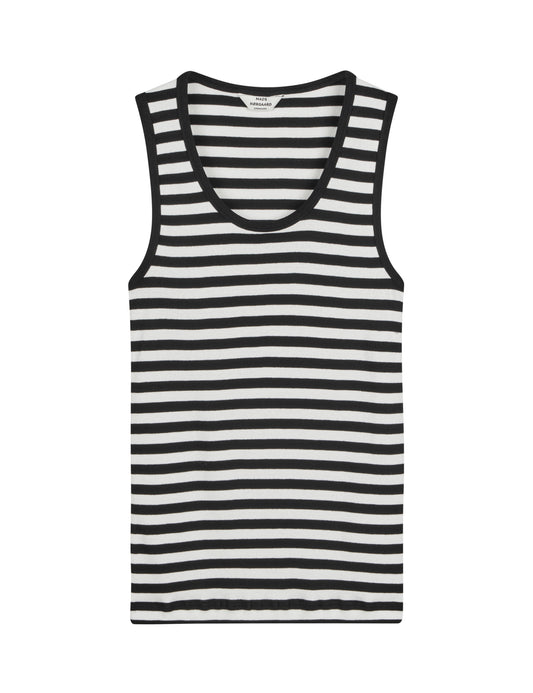 2x2 Cotton Stripe Amour Tank Top, Black / White Alyssum