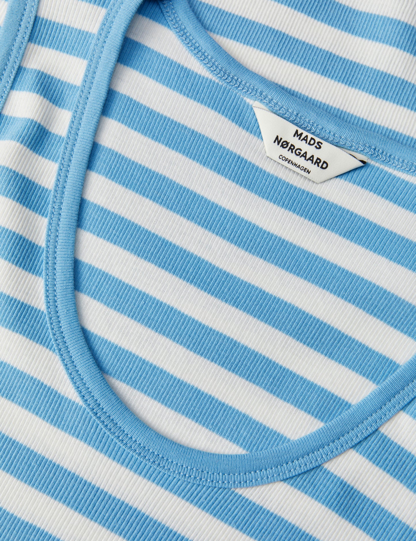 2x2 Cotton Stripe Amour Tank Top, Alaskan Blue/White Alyssum