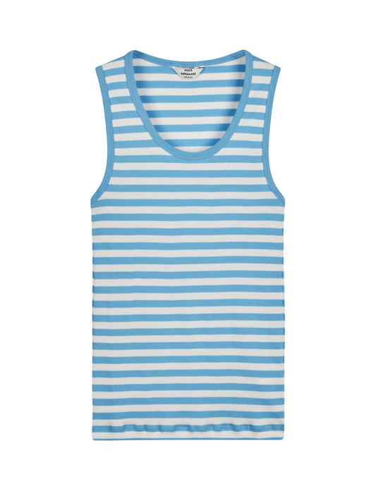 2x2 Cotton Stripe Amour Tank Top, Alaskan Blue/White Alyssum