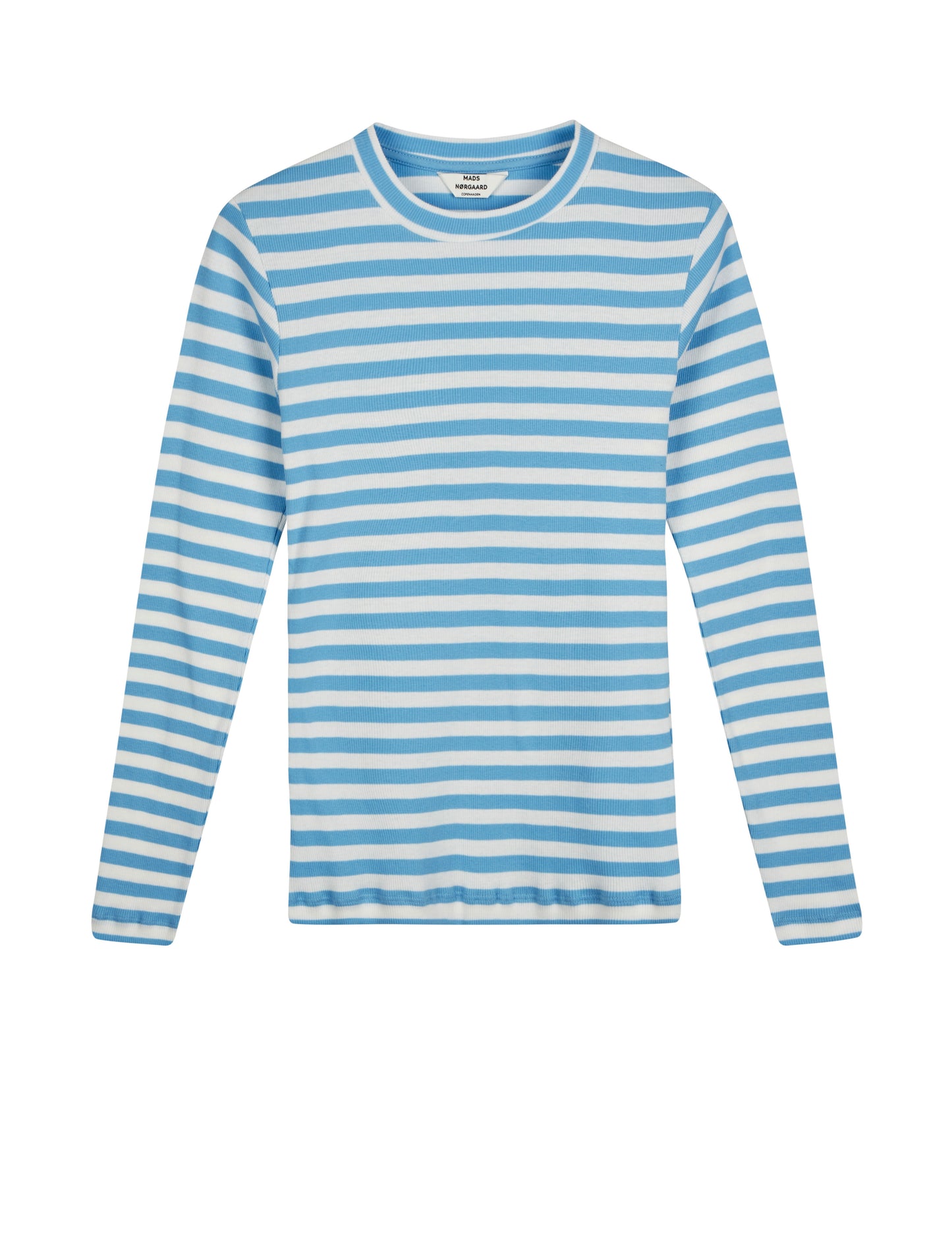 2x2 Cotton Stripe Tuba Tee LS, Alaskan Blue/White Alyssum