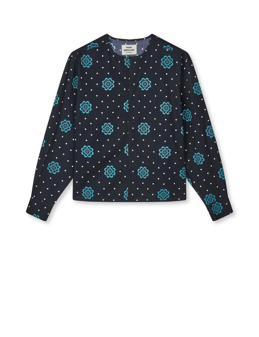 Leo Twill Frey Shirt AOP, Pixel Flower Dot AOP/Black