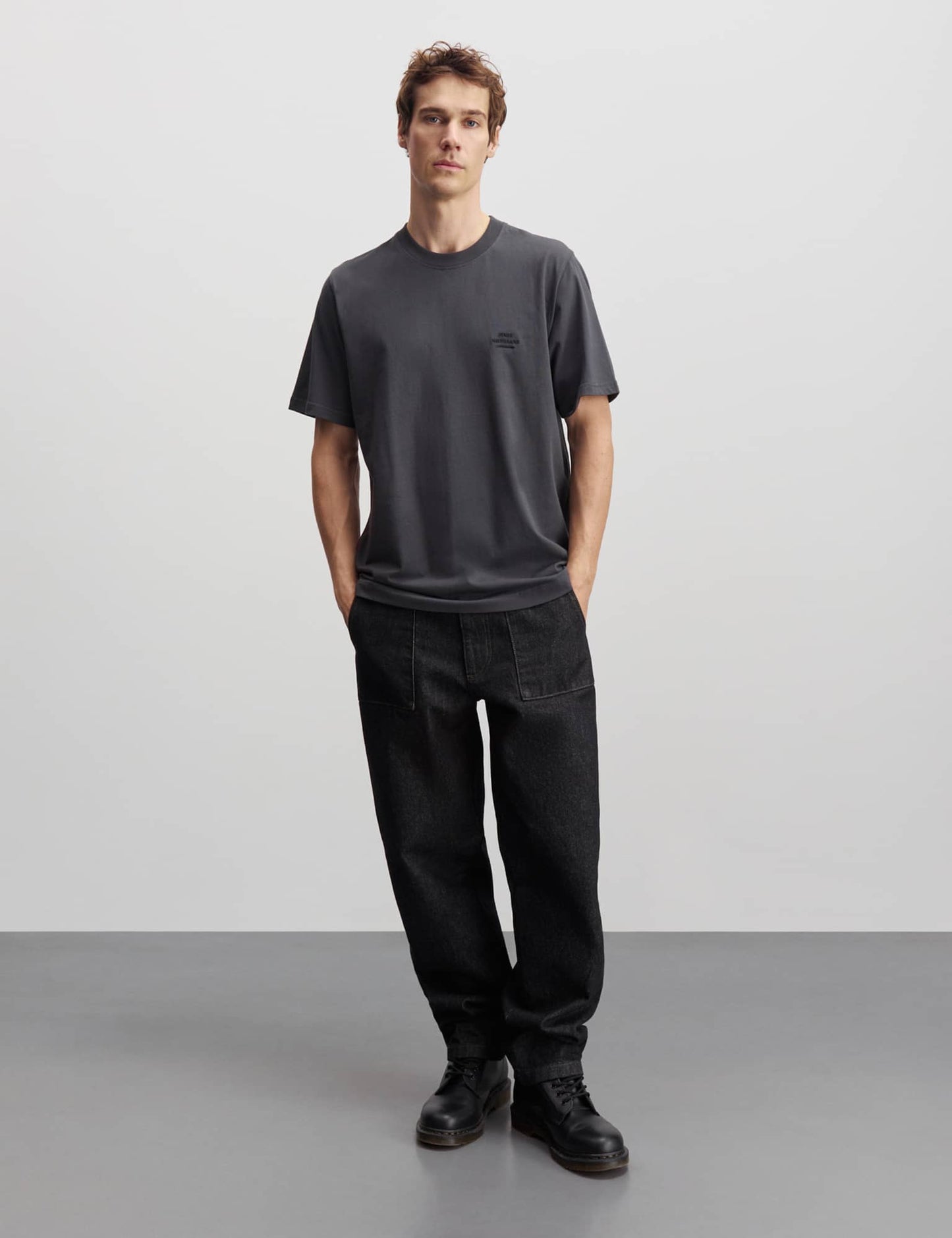 Cotton Jersey Frode Emb Logo Tee, Black Oyster