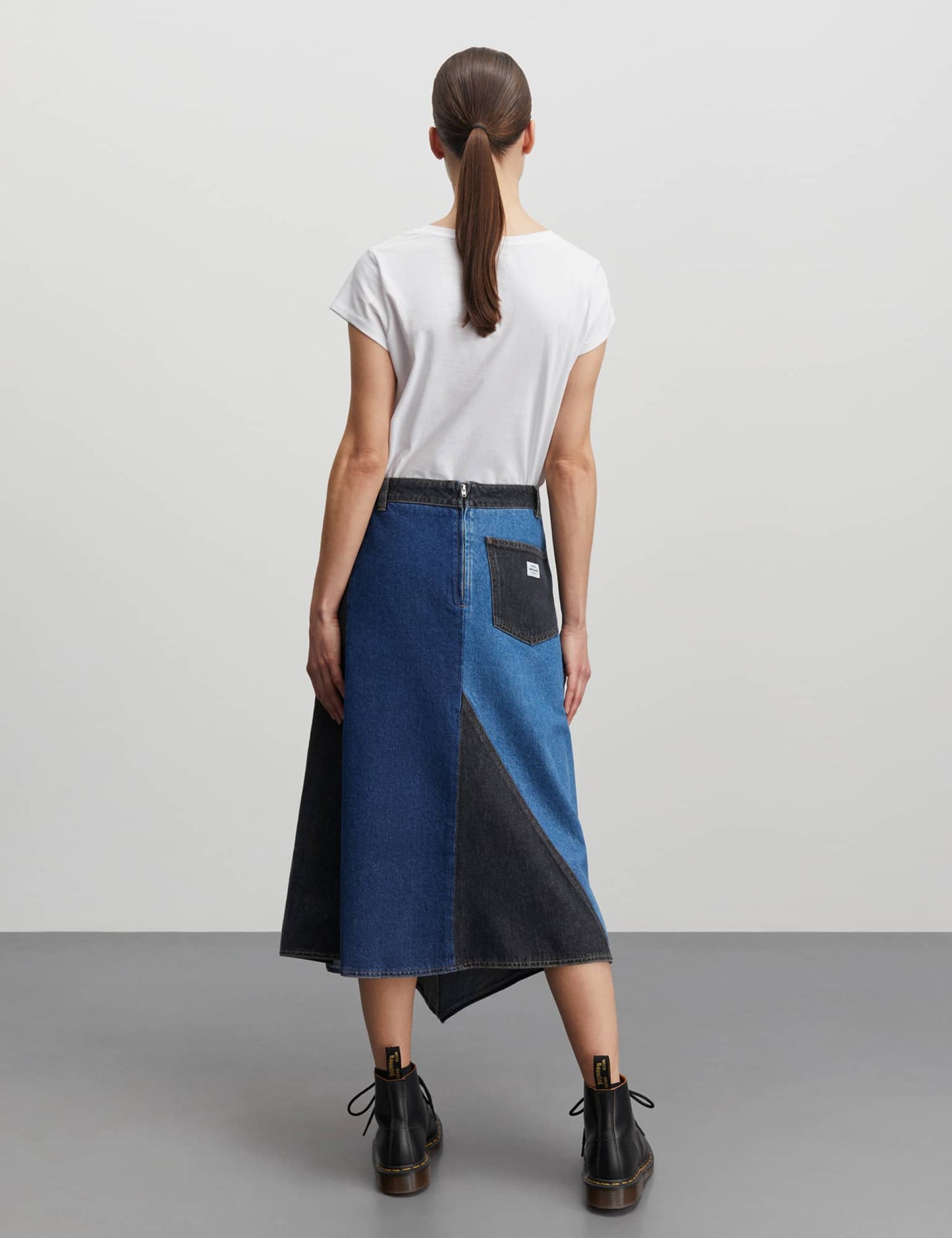 Patch Denim Solrun Skirt, Mix Blue Denim