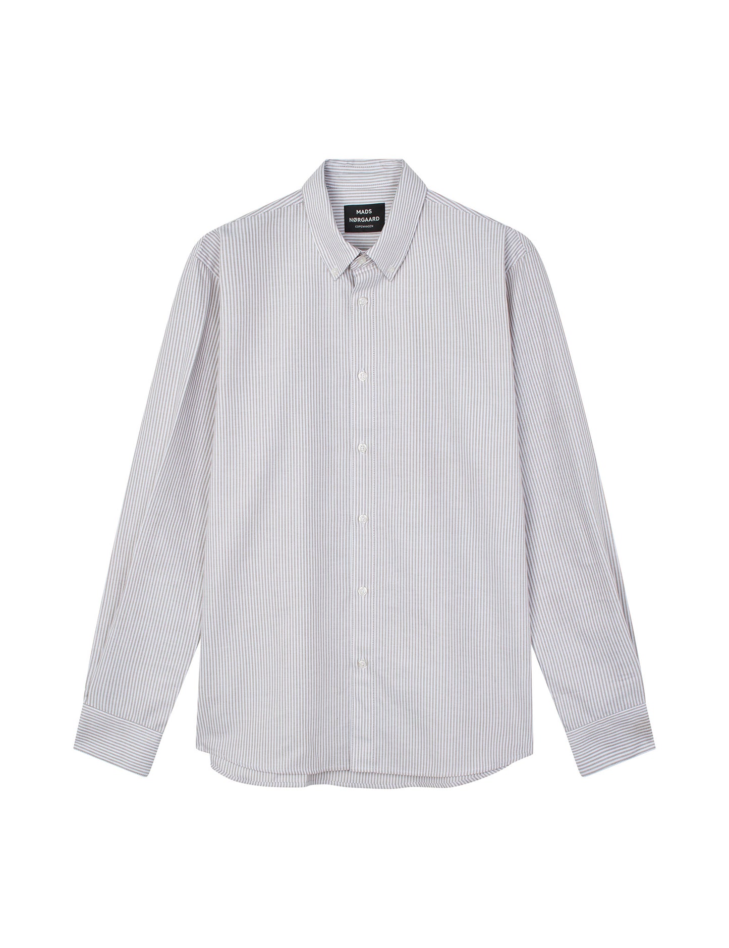 Cotton Oxford Sune Stripe Shirt BD, White/Lead Gray