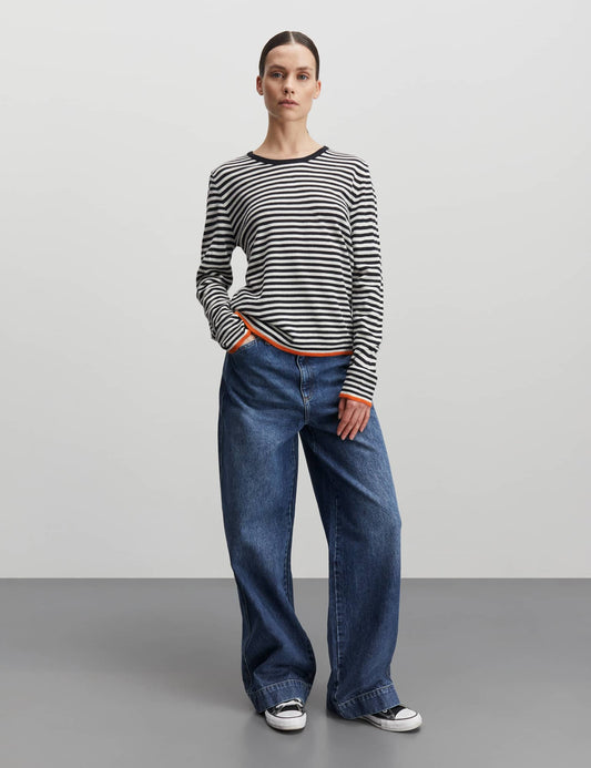 One Stripe Ellis Knit, Parisian Night/Ecru