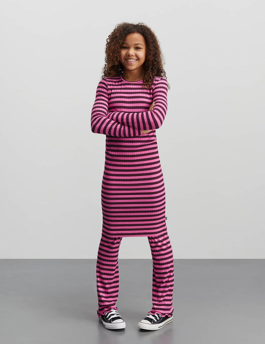 5x5 Classic Stripe Dubina Dress, Plum Perfect/Carmine Rose