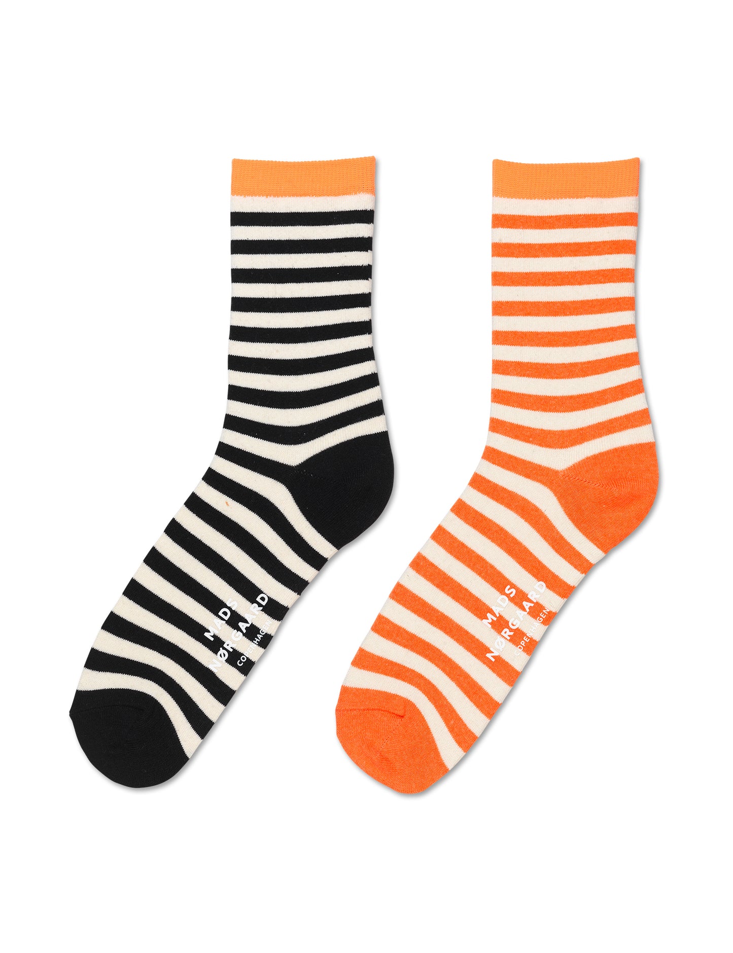 Sock Pair Stripe Mix, Black/Tangarine