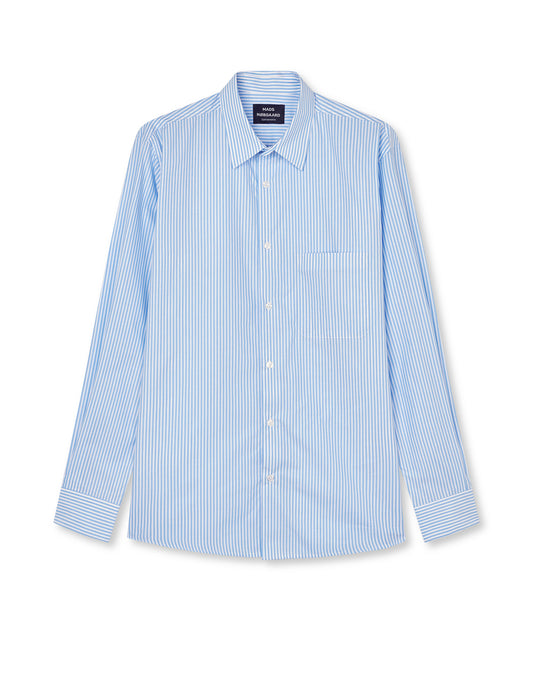 Prime Cotton Poplin Sune Shirt, White/Blue 2 stripe