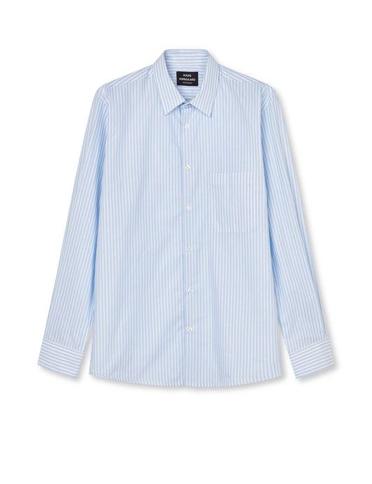 Prime Cotton Poplin Sune Shirt, White/Blue 4 stripe