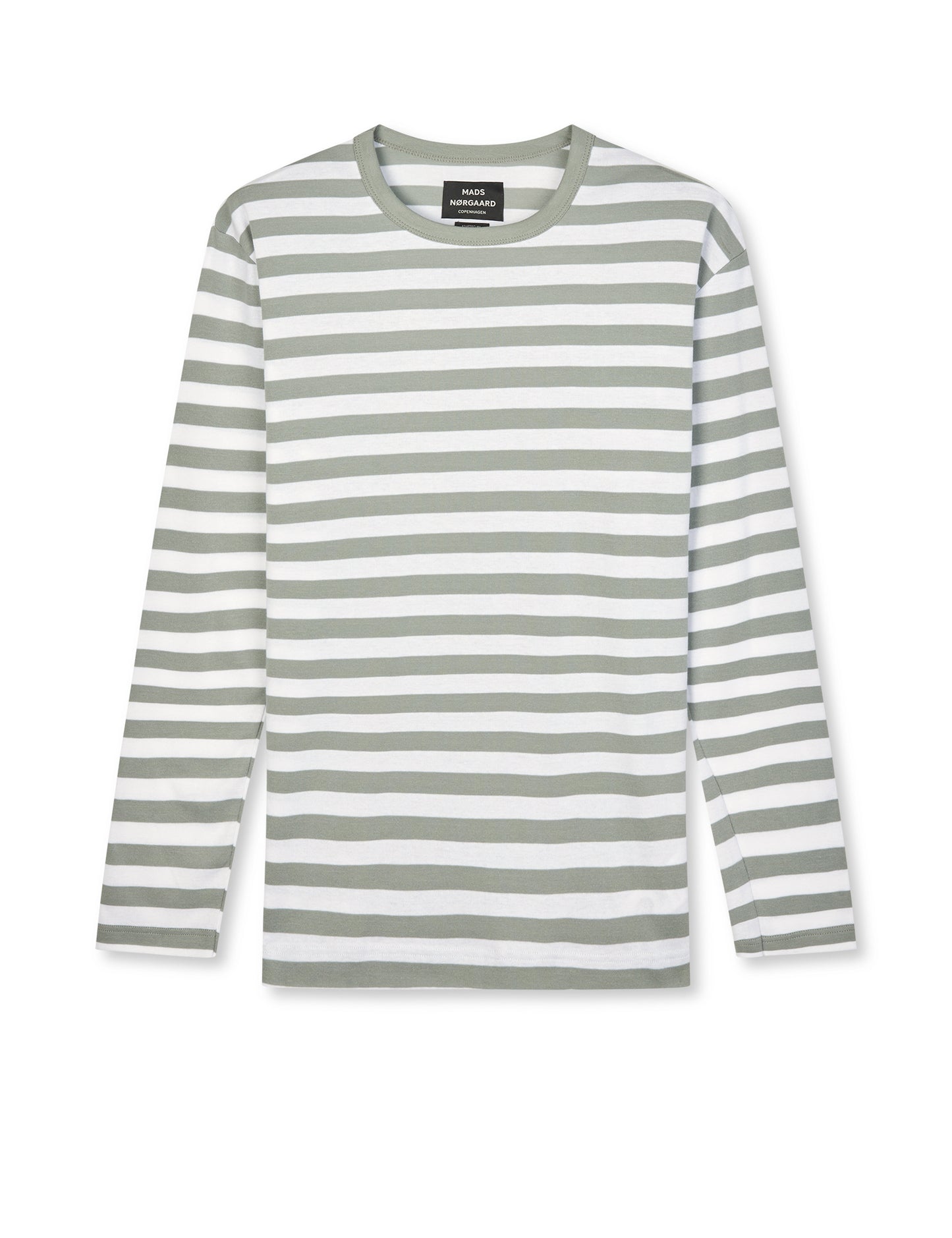 Midi Rib Tobias Tee LS, Moon Mist/White