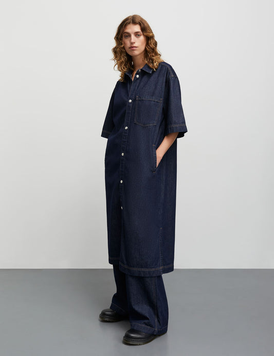 Cosy Denim Violet Dress, Dark Indigo