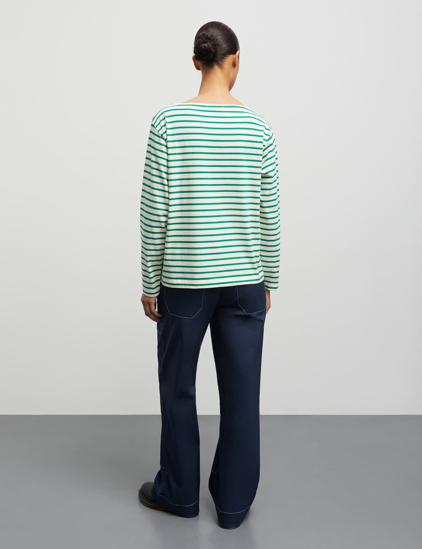 Soft Single Silke Tee LS, Vanilla Ice/Verdant Green