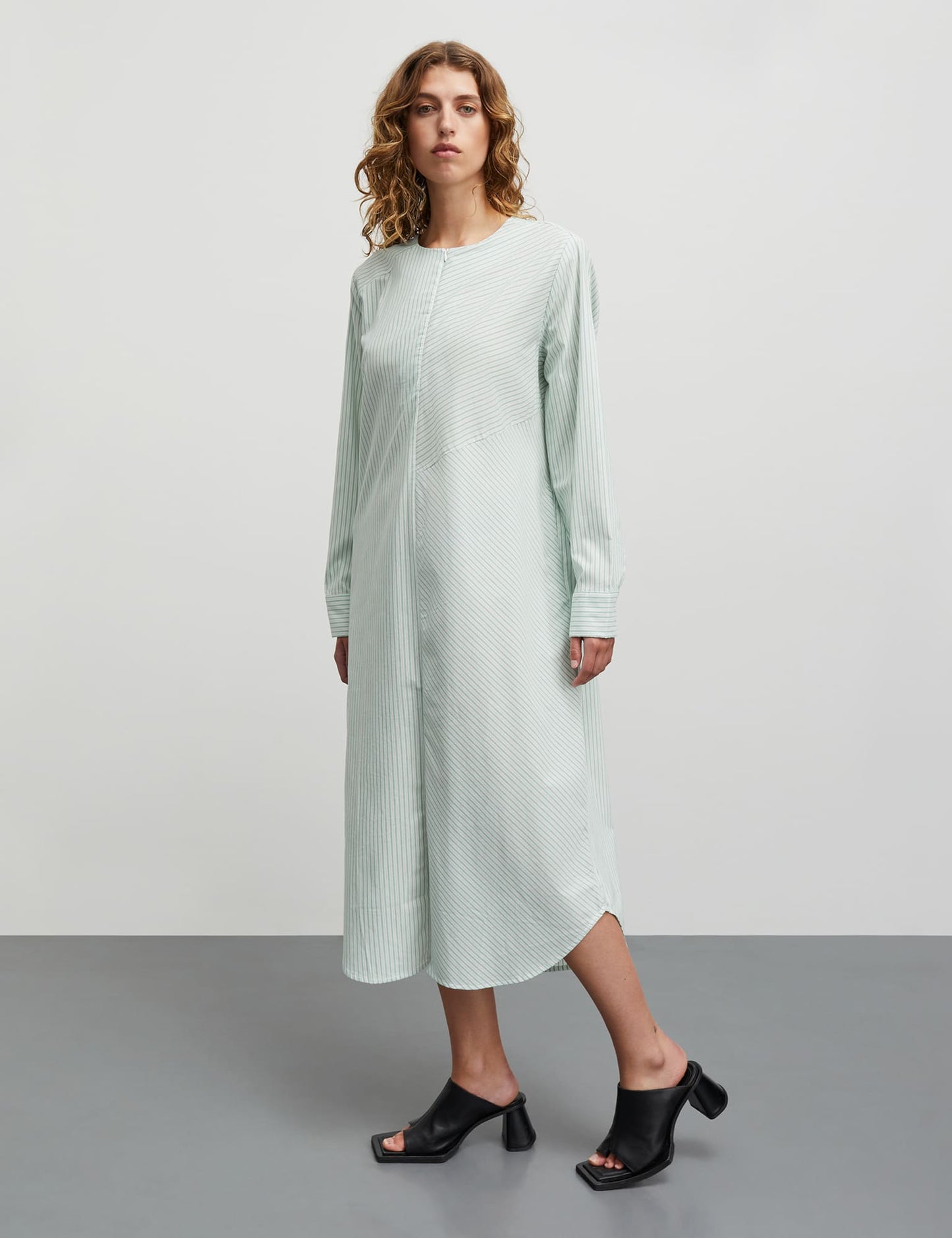 Poplinda Rosaly Dress, Pinstripe/Verdant Green