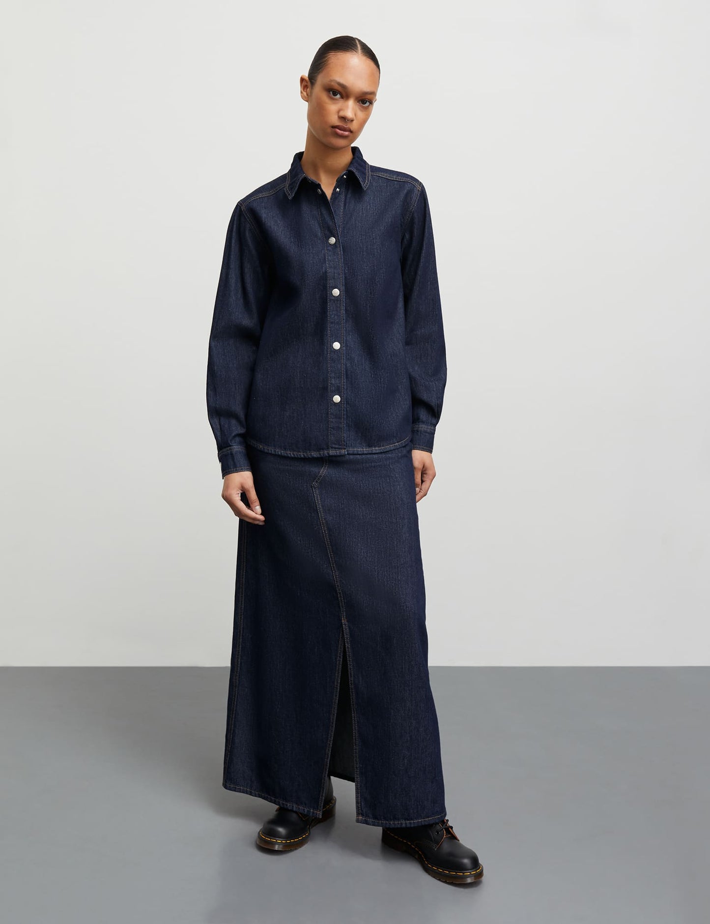 Cosy Denim Crane Shirt, Dark Indigo