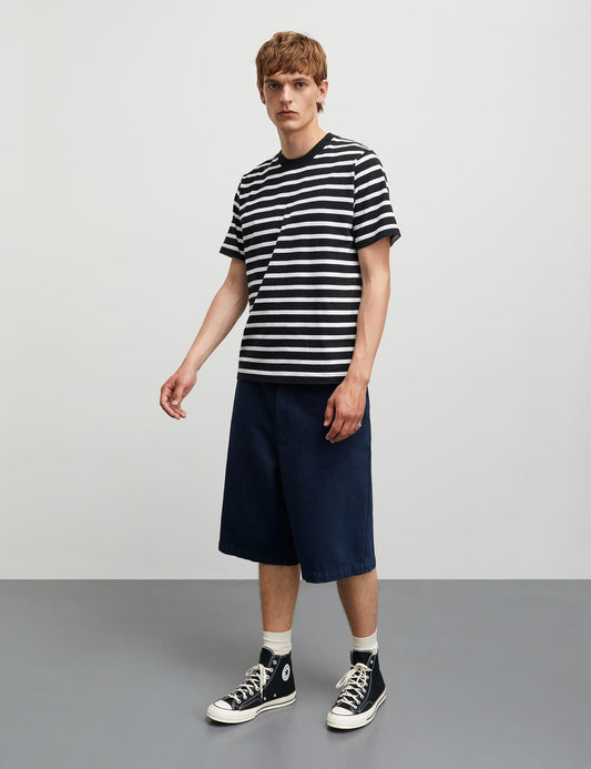 Cotton Jersey Stripe Frode Tee, White/Black