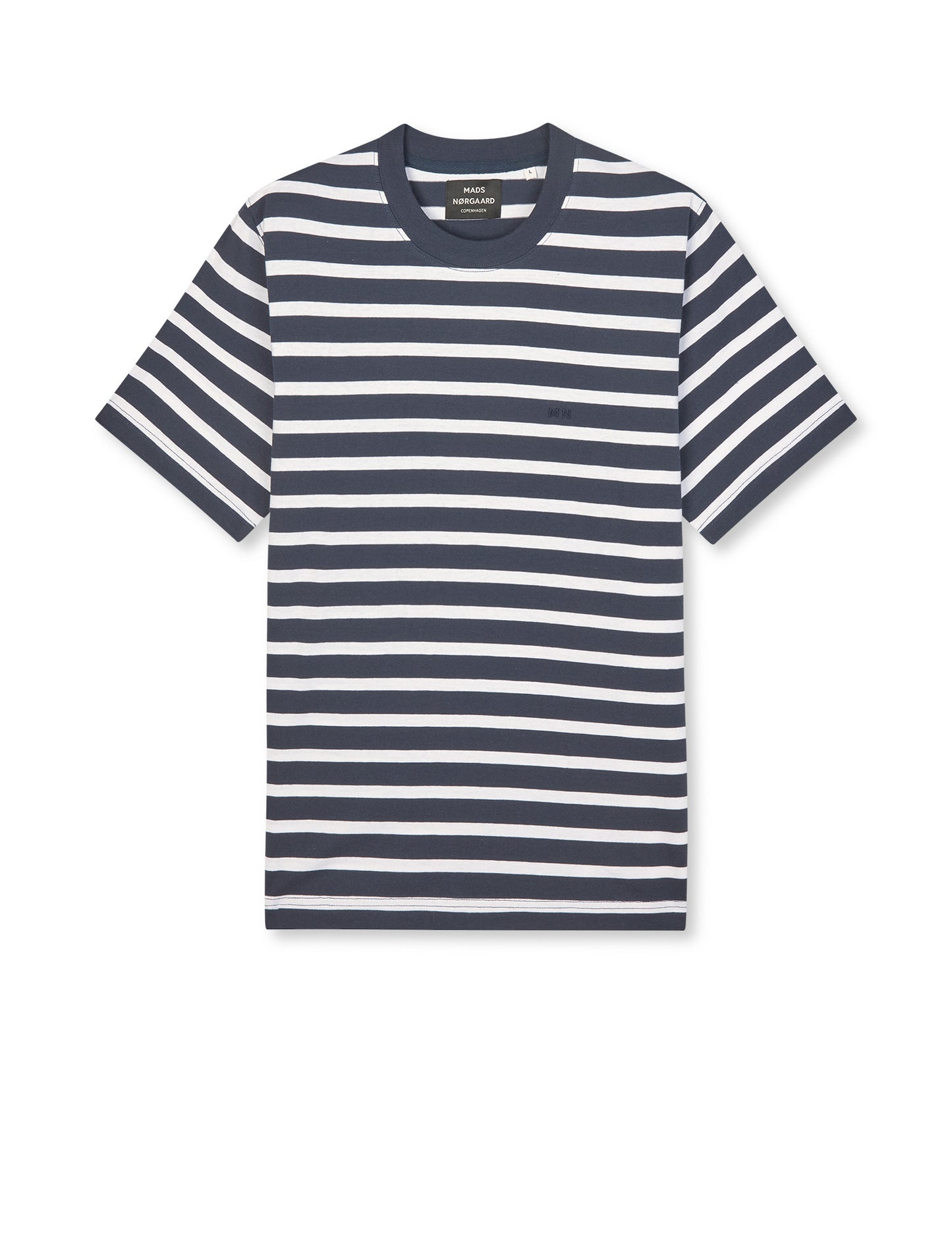 Cotton Jersey Stripe Frode Tee, White/Parisian Night