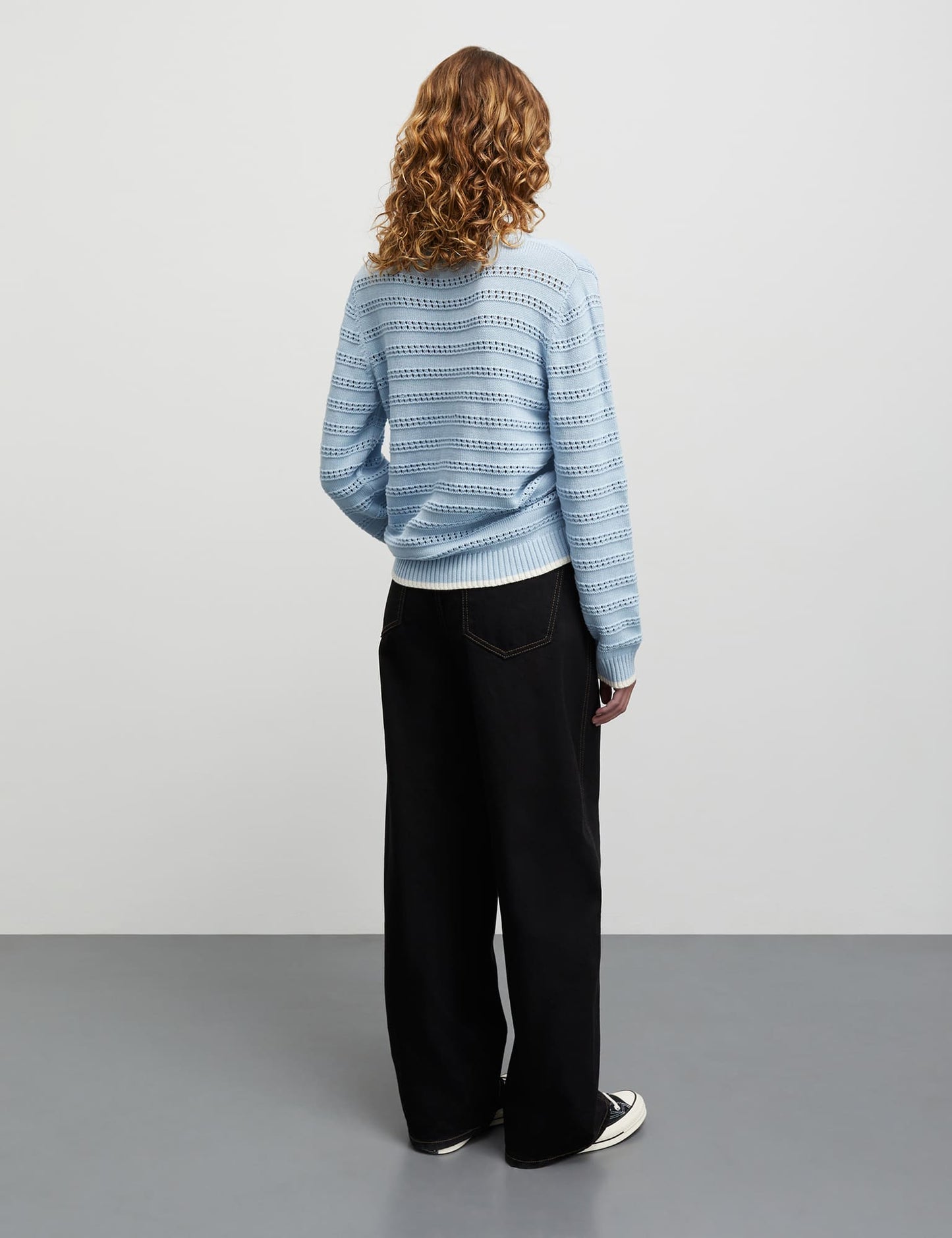 Tight Cotton Ingrid Knit, Cashmere Blue/Vanilla Ice