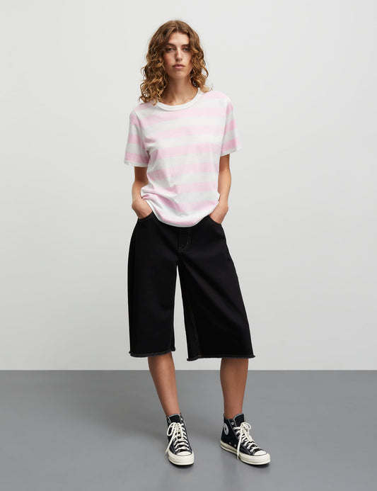 Single Cotton Grace Tee, Parfait Pink/White Alyssum