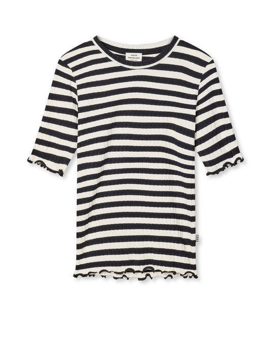 5x5 Classic Stripe Tuviana Tee, Black/Vanilla Ice