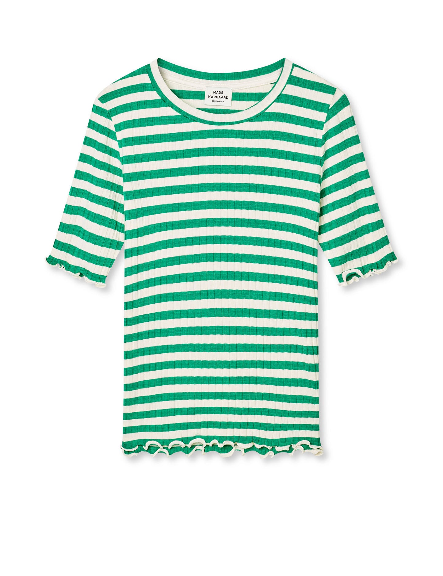 5x5 Classic Stripe Tuviana Tee, Vanilla Ice/Verdant Green