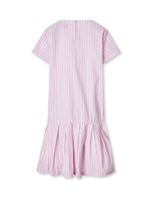 Crisp Poplin Drastina Dress, Pinstripe/Parfait Pink