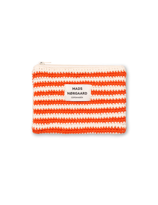 Milli Crochet Stripe Pouch, Fiery Red/Vanilla Ice