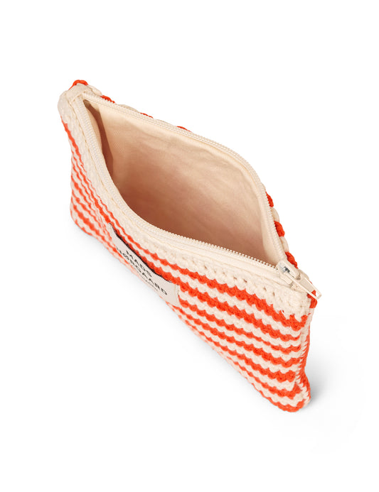 Milli Crochet Stripe Pouch, Fiery Red/Vanilla Ice