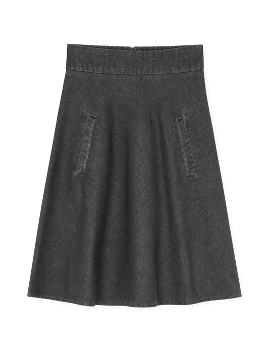 Soft Denim Stelly Skirt, Black Melange