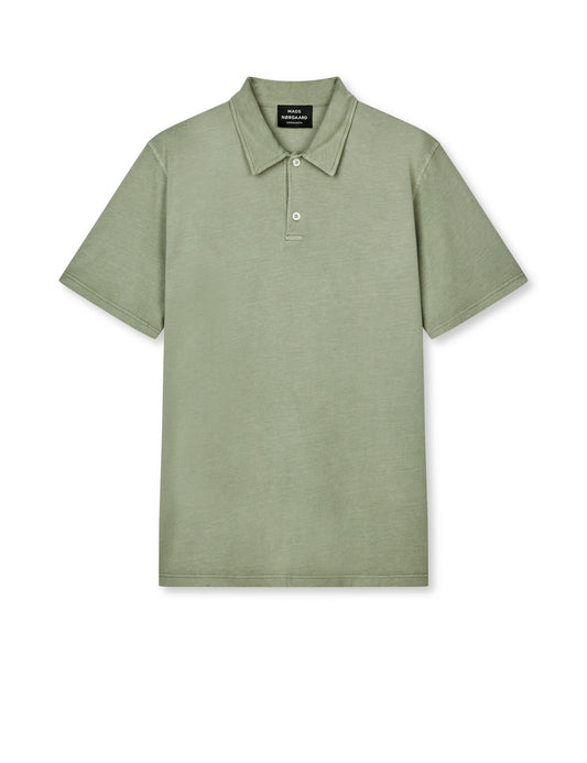 Cotton Jersey Pigment Dye Polo Shirt, Oil Green