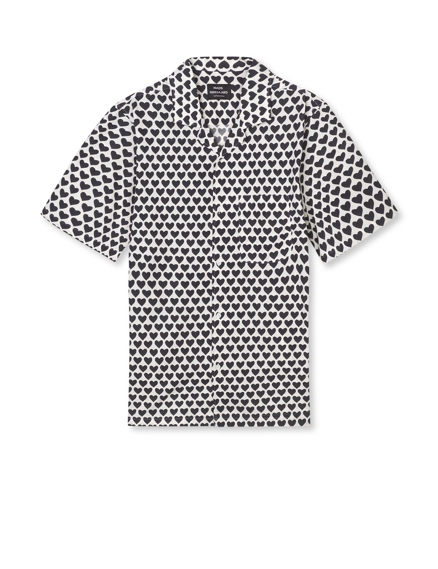 Prime Cotton Poplin Kenji Harts AOP Shirt SS, Vanilla Ice/Black