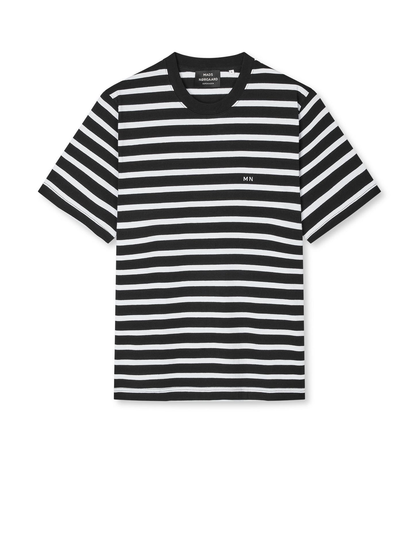 Cotton Jersey Stripe Frode Tee, White/Black