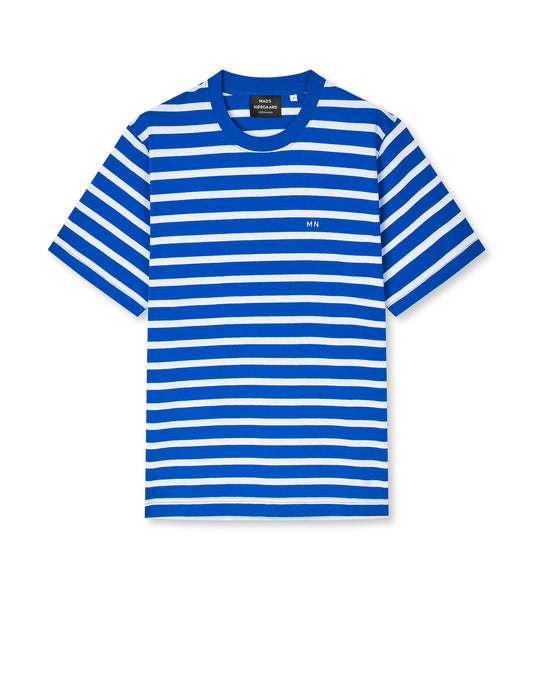 Cotton Jersey Stripe Frode Tee, Surf The Web/White
