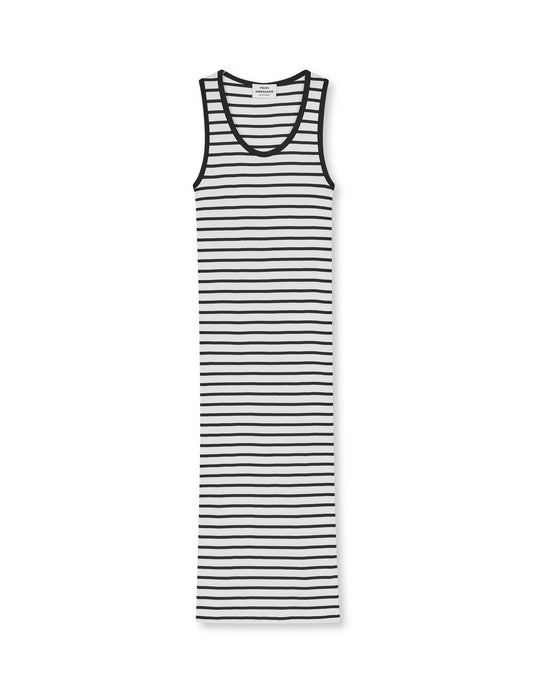 2x2 Cotton Stripe Ama Dress, Vanilla Ice/Black