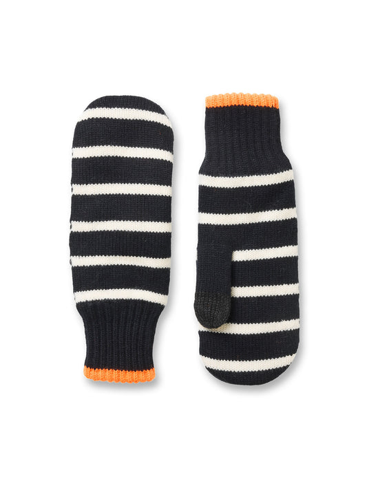 Work Wool Milo Mitten, Black/Vanilla Ice
