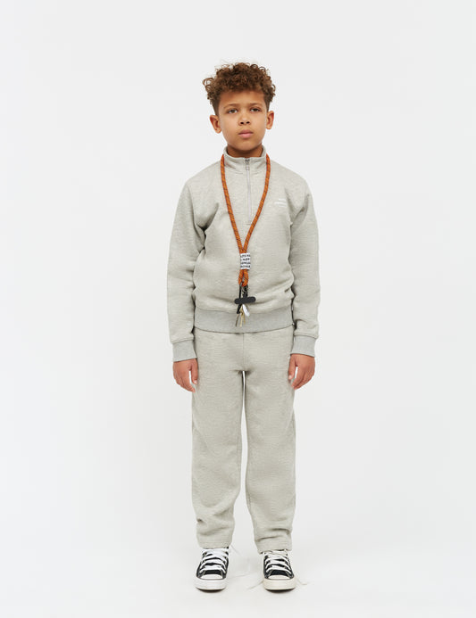 Mix Sweat Crewie Half Zip Sweatshirt, Grey Melange