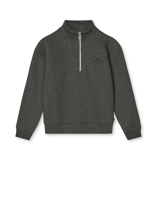 Mix Sweat Crewie Half Zip Sweatshirt, Charcoal Melange